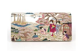 【文庫屋大関】スッキリ大人の財布　束入れ　浮世絵　御殿山【皮革工芸品】