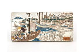 【文庫屋大関】スッキリ大人の財布　束入れ　浮世絵　荒井宿【皮革工芸品】