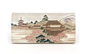 【文庫屋大関】スッキリ大人の財布　束入れ　浮世絵　清水寺【皮革工芸品】