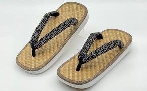 信貴×雪丸　毘沙門亀甲　SNEAKERS雪駄(BS白あじろ05青海波) 下駄 スニーカー クッション 滑りにくい 伝統 竹 履物 手作業 箱入り 