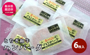 とちぎ和牛 ハンバーグ  6枚入 100％ 和牛 手ごね 良質 肉の加工品 お届け：入金確認後 14日～1ヶ月