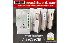 2022年日本農業賞「大賞」【４カ月連続】お米農家のわくわく便(4種類×4.5kg精白米）