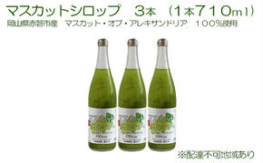 マスカット シロップ 3本（1本710ml） 岡山県 赤磐市産 マスカット ・オブ・ アレキサンドリア 100％使用 加工食品 フルーツ ドリンク 飲み物 ノンアル ジュース ぶどう