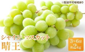 ぶどう 2025年 先行予約 シャイン マスカット 晴王 3房～6房 約2kg ブドウ 葡萄  岡山県産 国産 フルーツ 果物 ギフト