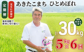 米 定期便 5kg 6ヶ月 令和6年 あきたこまち＆ひとめぼれ 食べ比べ 5kg×6回 計30kg 精米 白米 