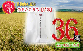 新米 米 お米 《定期便》12kg×3ヶ月 秋田県産 あきたこまち 精米 2kg×6袋 神宿る里の米「ひの米」（お米 小分け）