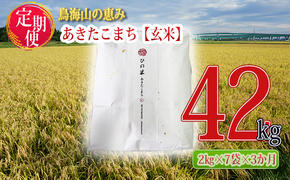 新米 米 お米 《定期便》14kg×3ヶ月 秋田県産 あきたこまち 玄米 2kg×7袋 神宿る里の米「ひの米」（お米 小分け）