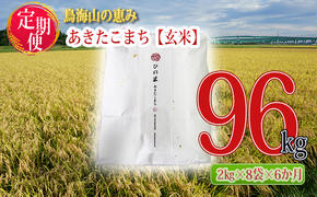 新米 米 お米 《定期便》16kg×6ヶ月 秋田県産 あきたこまち 玄米 2kg×8袋 神宿る里の米「ひの米」（お米 小分け）