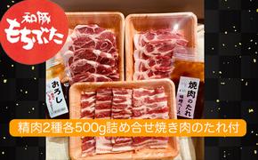 もちぶた 肩ロース 2種 500g 詰め合わせ セット 焼き肉のたれ付 ロース バラ ソテー 焼肉 焼肉のたれ おろし醤油 味噌 和豚 もち豚 豚肉 ポーク お肉 肉 豚 ぶた 豚ロース バラ肉 精肉 アウトドア キャンプ バーベキュー 冷蔵 宮城