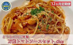 【12ヵ月定期便】どうなんde's特製 万能トマトソースセット（3食）