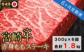 6回 定期便 宮崎牛 赤身 ステーキ 150g×2×6回 合計1.8kg [SHINGAKI 宮崎県 美郷町 31ag0093] 牛肉 モモ もも 真空 冷凍 内閣総理大臣賞受賞 宮崎県産 黒毛 和牛 あっさり ヘルシー BBQ バーベキュー キャンプ