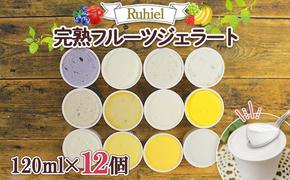 北海道 Ruhiel 完熟フルーツジェラート 120ml 12個セット アイス  詰め合わせフルーツ 果物 牛乳 自家製 スイーツ ジェラート パーティー お取り寄せ ギフト デザート ルヒエル 倶知安町