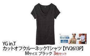 【ふるさと納税】グンゼ YG in.T カットオフクルーネックTシャツ【YV2613P】Mサイズ ブラック 3枚セット 下着 肌着 GUNZE Tシャツ