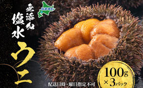北海道 無添加塩水 ウニ 100g 3パック 6月中旬～7月末頃まで順次出荷  バフン ムラサキ うに 雲丹 海鮮 小川商店 