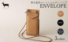 バッグ ENVELOPE New 野生鹿革 スマートフォン ミニショルダーバッグ スマホショルダー スマホ ケース ポーチ 携帯 カード ウォレット アクセサリー 首掛け 斜めがけ 革 鹿革 革製品 ファッション 小物 