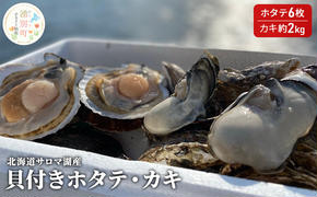 【国内消費拡大求む】北海道サロマ湖産　貝付きホタテ6枚・カキ約2kg