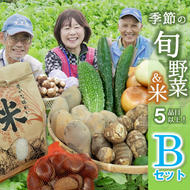 【旬の野菜(5品目)＆米２kgセットＢ】農産物直売所「北はりま旬菜館」からお届け！