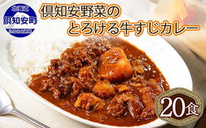 【CF】北海道 倶知安 牛すじカレー 200g 20個  中辛 レトルト食品 加工品 時短 牛すじ 野菜 じゃがいも お取り寄せ グルメ 詰め合わせ 倶知安町 保存食 スパイシー スパイス おかず　【レトルト・牛すじカレー・中辛】