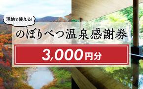 のぼりべつ温泉感謝券3，000円分