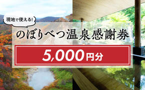 のぼりべつ温泉感謝券5，000円分