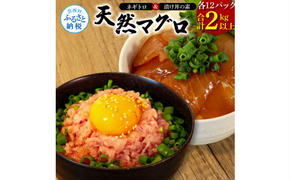 KYF140　ネギトロ80g×12P＋漬け鮪丼90g×12P 冷凍配送 簡易包装 小分け 惣菜 人気 海鮮 ネギトロ丼 まぐろたたき 海鮮丼 便利 かんたん 自然解凍 個食 一人暮らし どんぶり 漬け丼 お手軽