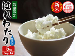 数量限定 新米 令和6年産 はれわたり 無洗米 5kg 1袋 令和4年産米の食味ランキング特A取得 米 白米 こめ お米 おこめ コメ ご飯 ごはん 特A 特A米 令和6年 限定 H.GREENWORK 青森 青森県