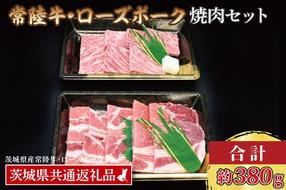 【常陸牛・ローズポーク焼肉セット(2～3人前)】 常陸牛 カルビ 約180g ローズポーク 約200g (ロース100g ばら100g) （茨城県共通返礼品・茨城県産）ブランド牛 茨城 国産 黒毛和牛 霜降り 牛肉 ブランド豚 豚肉 冷凍 焼肉