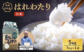 米 令和6年産 はれわたり 白米 5kg 1袋 精米 こめ お米 おこめ コメ ご飯 ごはん 特A 特A米 令和6年 山下農園 青森 青森県