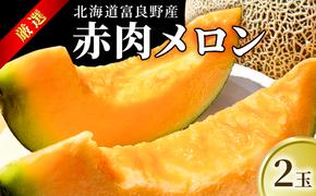 【2025年7月～発送】北海道 富良野産 厳選 赤肉 メロン 約1.6kg×2玉 (吉中農園) メロン フルーツ 果物 新鮮 甘い 贈り物 ギフト 道産 ジューシー おやつ ふらの ブランド 夏 