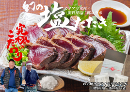 【四国一小さなまち】 ★カネアリ水産★ 幻の塩たたき ～ わら焼きカツオのたたき２節 × 田野屋塩二郎の塩２袋 ～