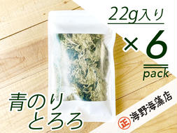 青のりとろろ 22g × 6 パック セット海野海藻店 国産 青さのり のり とろろ昆布 とろろ 昆布 海藻 茨城 大洗
