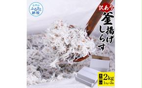 MMK005　訳あり釜揚げシラス1kg×2個 高知県産 釜揚げしらす 簡易梱包 わけあり 不揃い シラス 国産 釜揚げ 新鮮 しらす丼 海鮮丼 お茶漬け 冷凍配送 塩分控えめ お取り寄せ