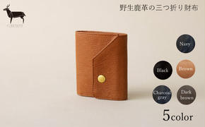 FACE-C　【数量限定】革のカシミヤ　国産野生鹿革を使用した三つ折り財布