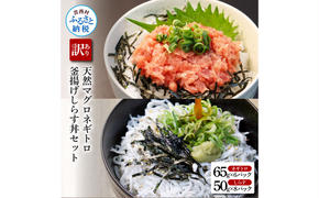 KGP037-W　訳あり高知県産釜揚げしらす（8P）と天然マグロのタタキ丼（6P）セット（小分け）