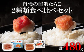 【丸鮮道場水産】自慢の前浜たらこ2種類食べくらべセット 計480g（各120g×2個）