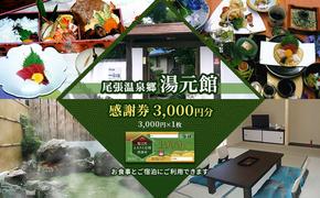 尾張温泉郷湯元館 感謝券 3000円