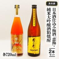 日本酒 仕込 梅酒 恋梅720ml 純米大吟醸 酒粕 焼酎 720ml 2本 セット 酒粕焼酎 国産梅 月の井 大洗 地酒 茨城