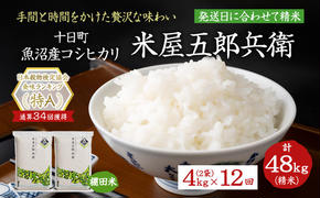＜新米発送＞【定期便/全12回】十日町産魚沼コシヒカリ 米屋五郎兵衛 棚田米 精米2kg 2袋セット