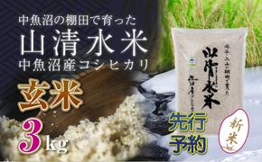 【新米先行受付】新潟県魚沼産コシヒカリ「山清水米」玄米3kg