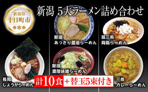 新潟5大ラーメン あっさり醤油 燕三条背脂 長岡しょうが 濃厚味噌 三条カレーらーめん 計10食 替え玉 乾麺 詰め合わせ しょうゆ みそ 備蓄 ご当地 お取り寄せ ギフト 松代そば善屋 新潟県 十日町市