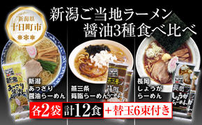 新潟 ご当地ラーメン 3種 あっさり醤油 燕三条背脂 長岡しょうが 計12食 替え玉付き 乾麺 しょうゆ らーめん 食べ比べ お取り寄せ ご当地 グルメ ギフト 松代そば善屋 新潟県 十日町市