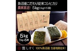 令和6年産！魚沼産こだわり従来コシヒカリ【農家直送!】5kg(1kg×5袋)