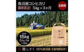 【令和6年産】定期便！魚沼産コシヒカリ【合計15kg】毎月5kg×3回