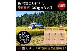 【令和6年産】定期便！魚沼産コシヒカリ【合計90kg】毎月30kg×3回