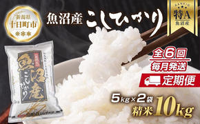 【定期便】新潟県 魚沼産 コシヒカリ お米 10kg×計6回 精米済み 半年間 毎月発送 こしひかり （お米の美味しい炊き方ガイド付き）