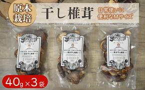 宮崎県産 乾燥 椎茸 40g×3袋 チャック袋入 [ HUTTE 宮崎県 美郷町 31ao0012] 干ししいたけ 出汁 オーガニック 原木栽培 有機JAS認証 料理 調理 小分け 常温 渡川 アヒージョ 煮物 煮付け おかず おこわ 鍋 みそ汁 炒め物 うどん そば スープ パスタ リゾット 春巻き 数量限定