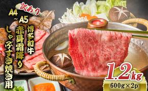 訳あり 博多和牛 A4～A5 赤身 霜降り しゃぶしゃぶ すき焼き 1.2kg (600g×2p) 肩 モモ しゃぶすき 訳アリ 牛肉 国産 黒毛和牛 肉 お肉 牛 ※配送不可:離島