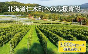 北海道仁木町 寄附のみの応援受付 3,000円コース（返礼品なし 寄附のみ 3000円）