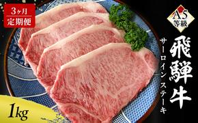 【定期便3ヶ月】牛肉 飛騨牛 サーロイン ステーキ セット 1kg（1枚 約250g×4枚 ） 黒毛和牛 A5 美味しい お肉 牛 肉 和牛 サーロインステーキ 【岐阜県瑞穂市】