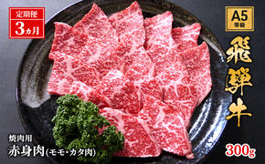 【定期便3ヶ月】牛肉 飛騨牛 焼き肉 セット 赤身 モモ 又は カタ 300g 黒毛和牛 Ａ5 美味しい お肉 牛 肉 和牛 焼肉 BBQ バーベキュー 【岐阜県池田町】